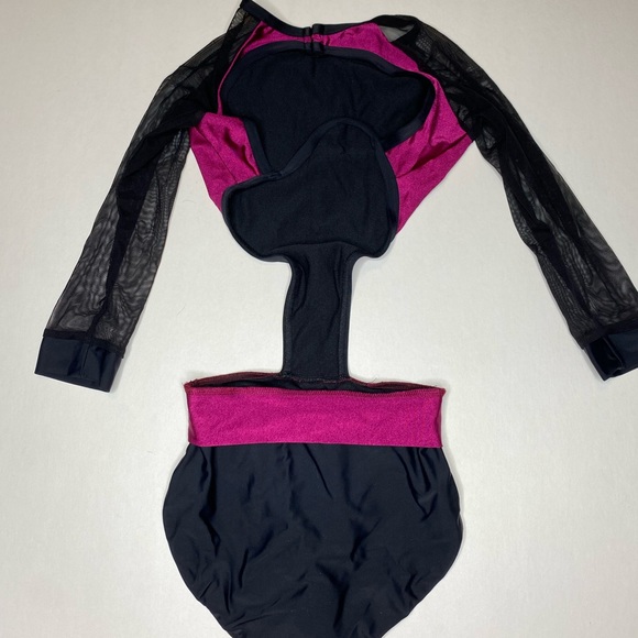 Raspberry and Black Leotard - Picture 2 of 4